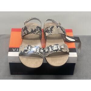 Vionic Womens Dupre Beige Slingback Sandals Shoes 7 Medium Snake Print